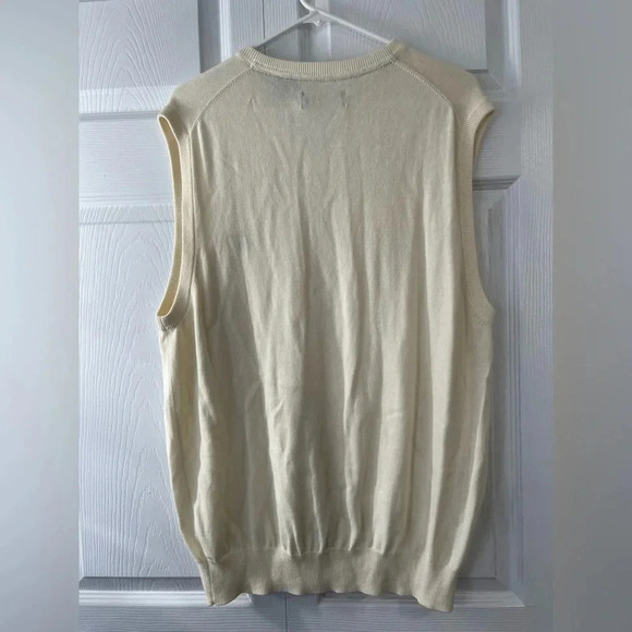 NWT Chaps Mens White V Neck Sleeveless Knitted Pullover Vest Sweater Size L - Picture 4 of 5